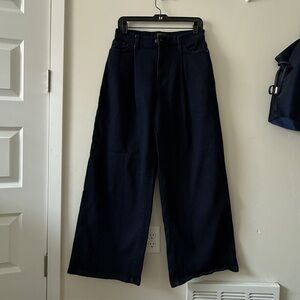 Wide-Leg Dark Blue Jeans